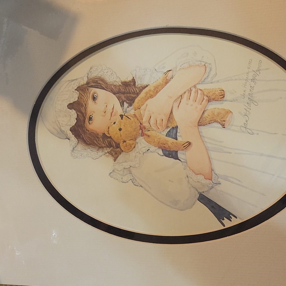 1982. Jan hagar. Signed, limited edition print. #840/2000, girl and teddy bear